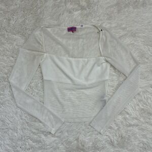 Cute Whimsigoth Festival Fairy Cottage Edikted white mesh long sleeve top Size M